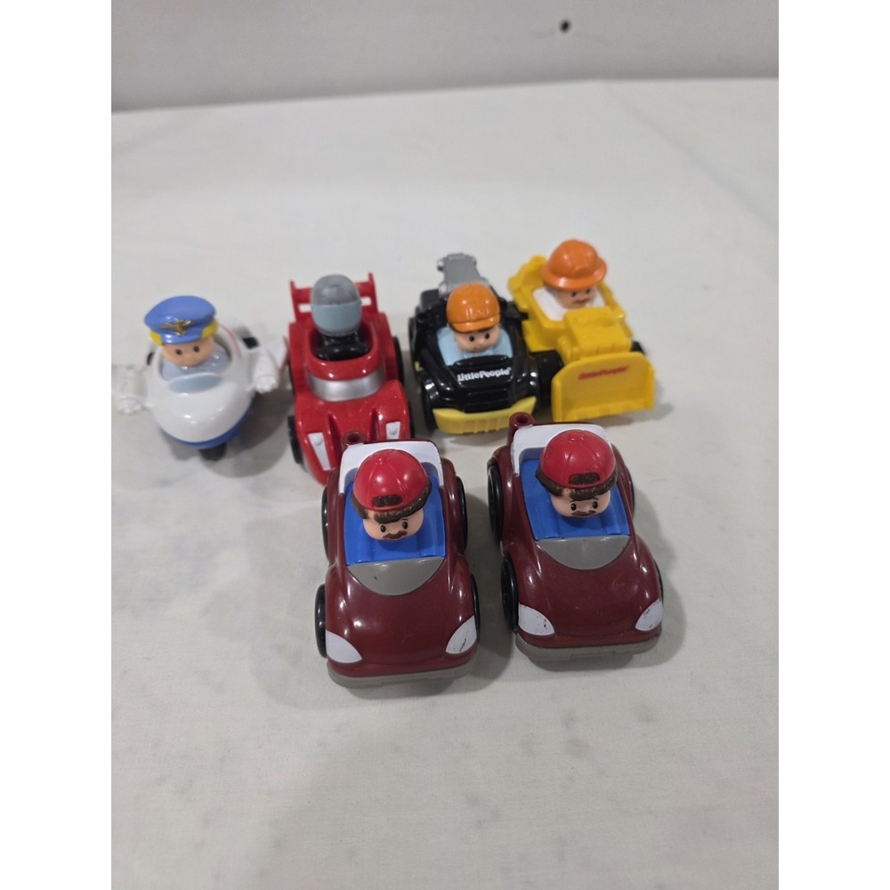 Fisher Price Little People Wheelies Airplane, Car, Dozer & More- Lot of 6